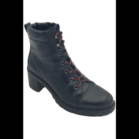 Vince Camuto Leather Lace-Up Ankle Boots Gaviana Black - Medium - Picture 2 of 5